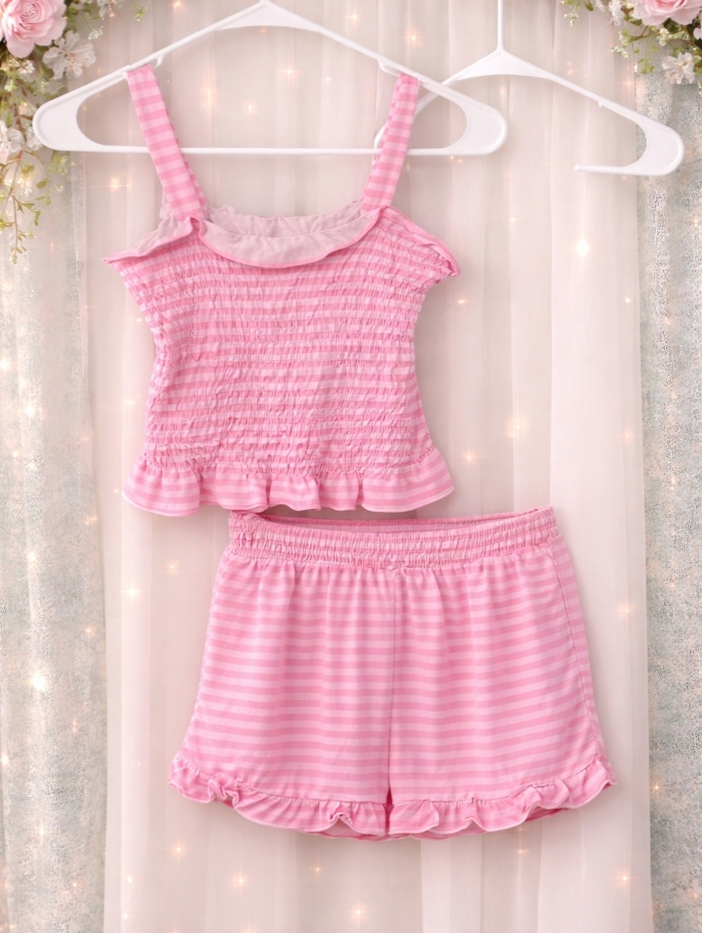 Poof Girl Pink Stripe Kids Matching Set Small
